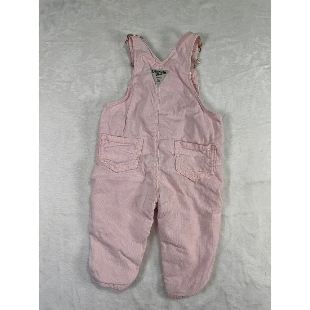 OshKosh B'gosh Corduroy Overalls 9M Pink Rose Gold Hardware‎ Baby Girl